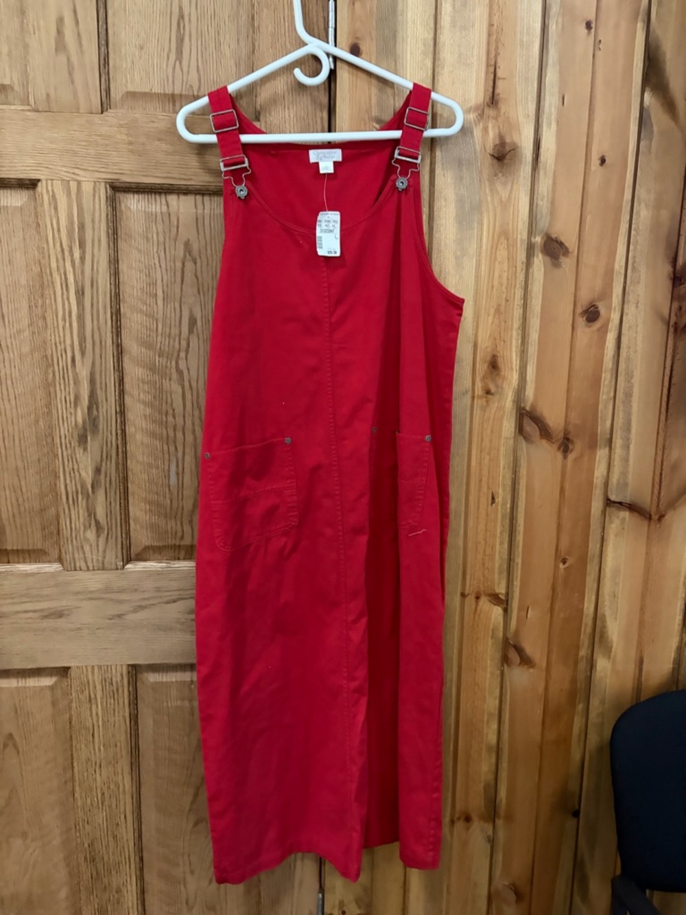 Christopher & Banks Red Midi overall Pinafore Dress